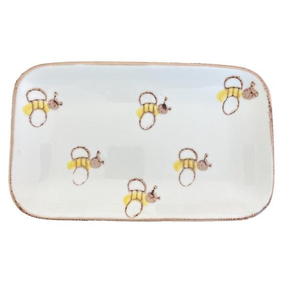 Ceramic Made in Portugal Honeybees 9.75” x 6” Tidbit Tray - Picture 1 of 7